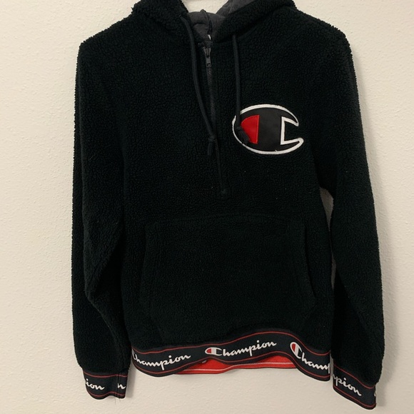 champion sherpa hoodie black